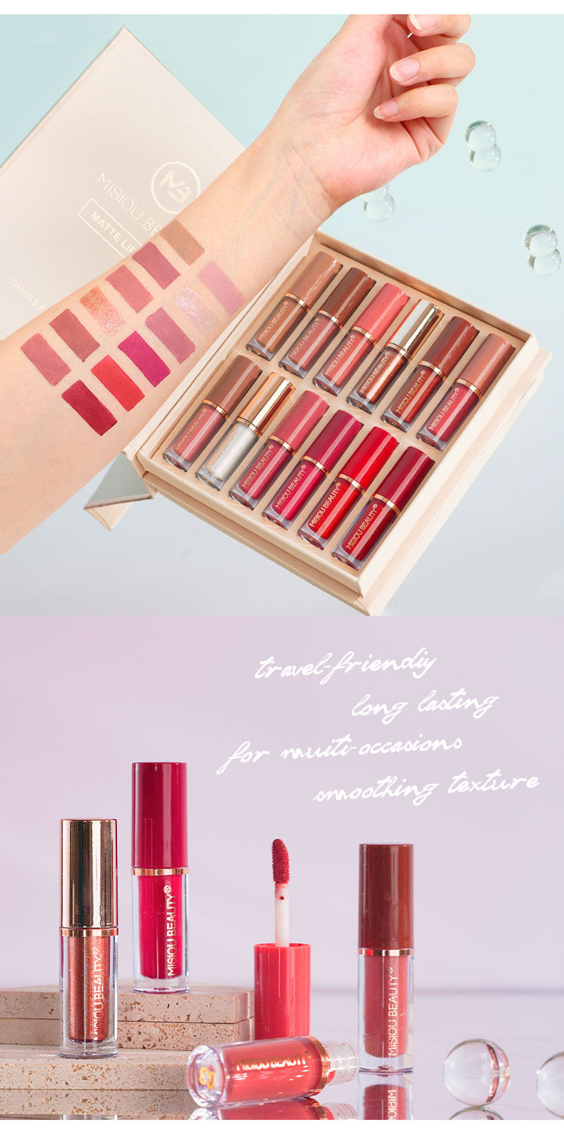 12-Piece Long-Lasting Matte Liquid Lipstick Set - 9