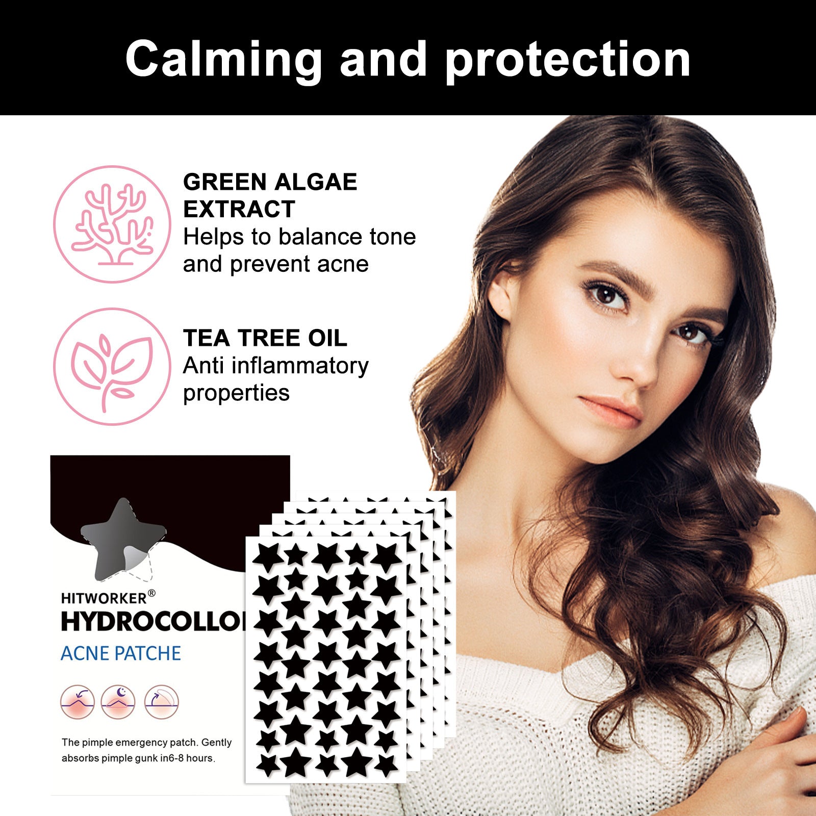 Star-Shaped Hydrocolloid Acne Patches for Fast Blemish Healing - 5