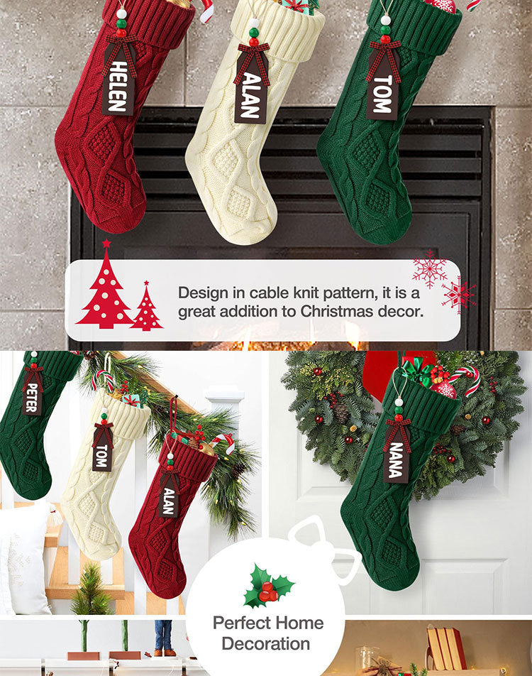 Cable Knit Christmas Stockings for Holiday Decor - 9