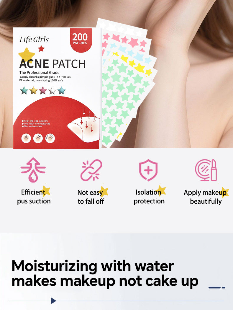 Star-Shaped Hydrocolloid Acne Patches for Clear Skin