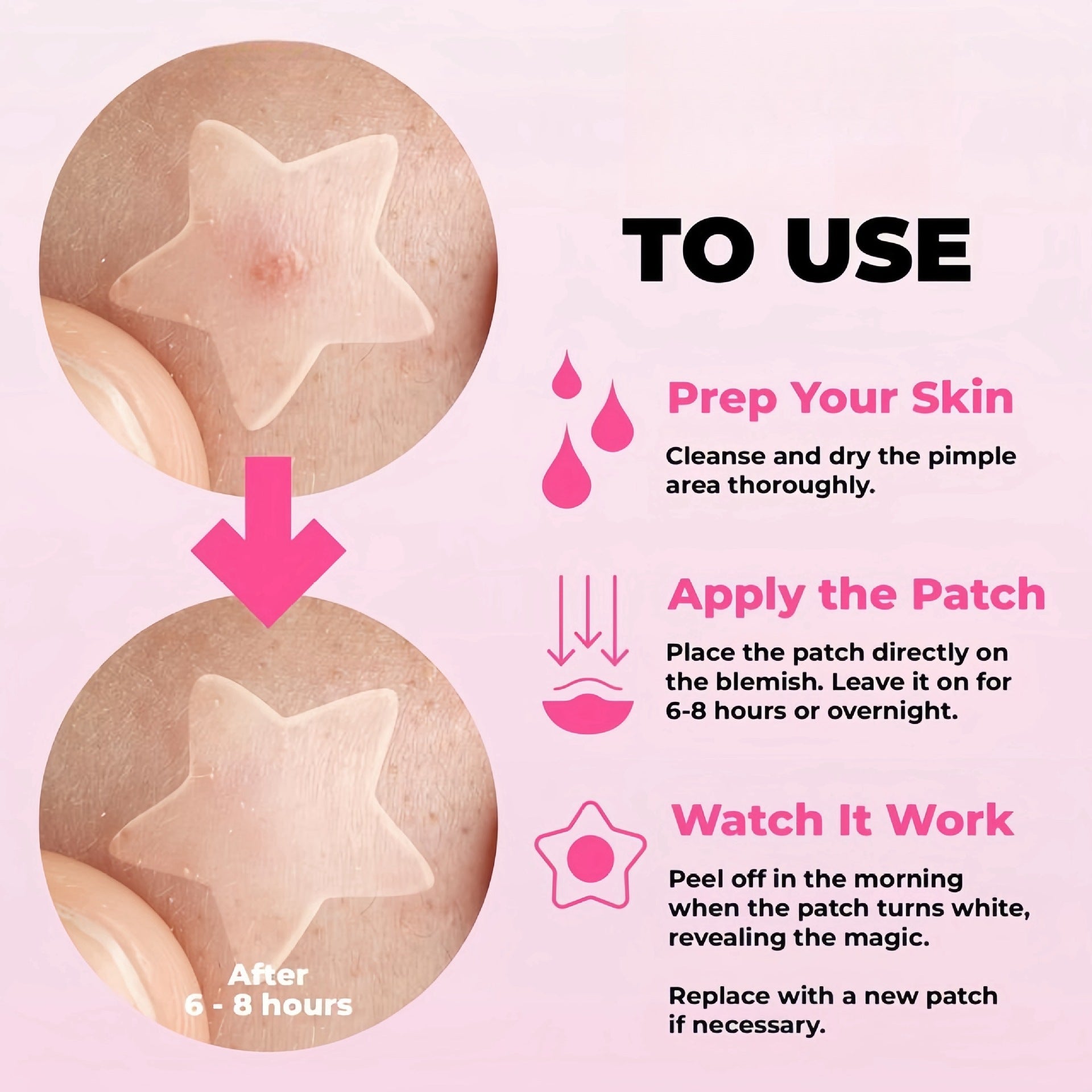 Star-Shaped Hydrocolloid Acne Patches for Fast Blemish Healing