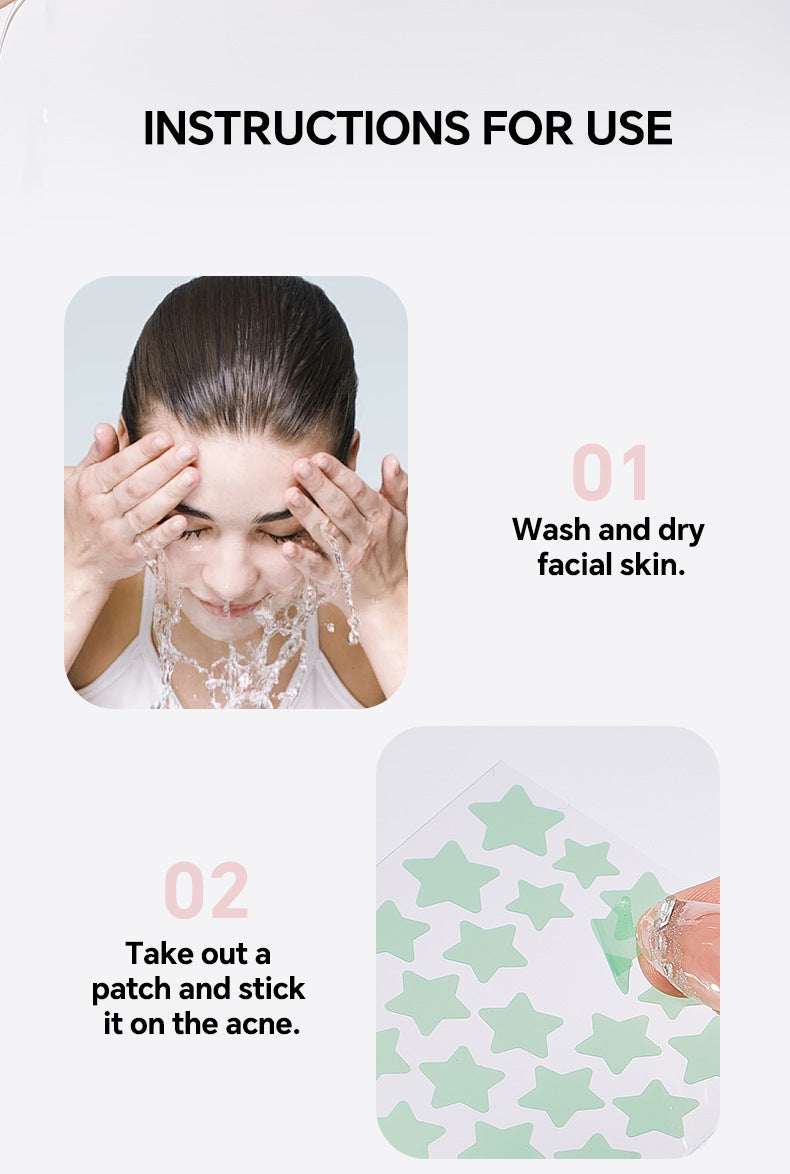 Star-Shaped Hydrocolloid Acne Patches for Clear Skin