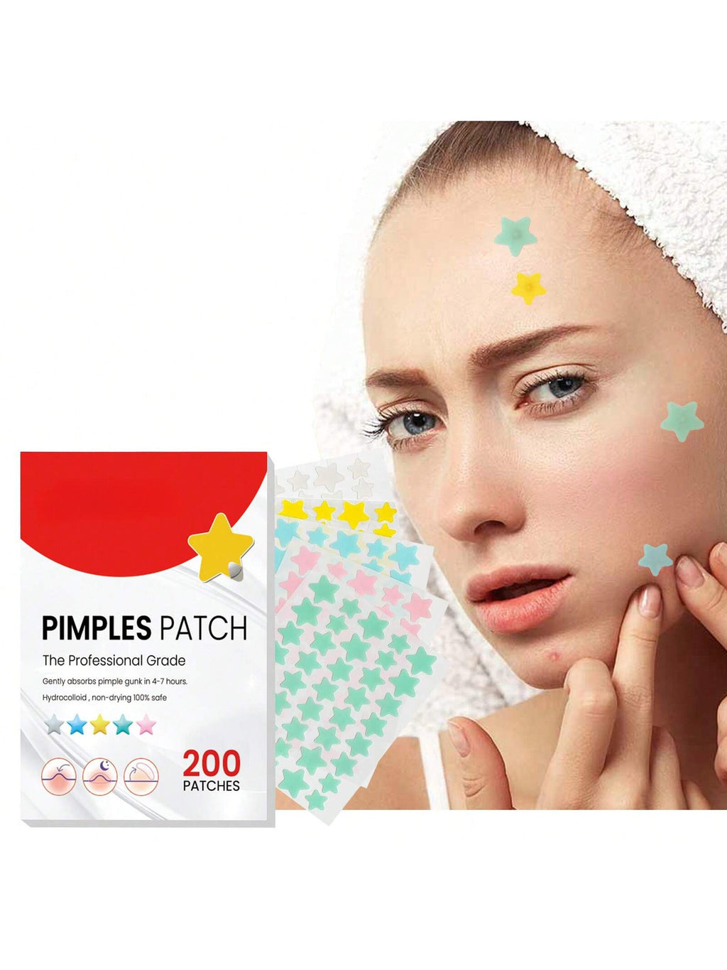 Star Shaped Hydrocolloid Acne Patches for Blemishes