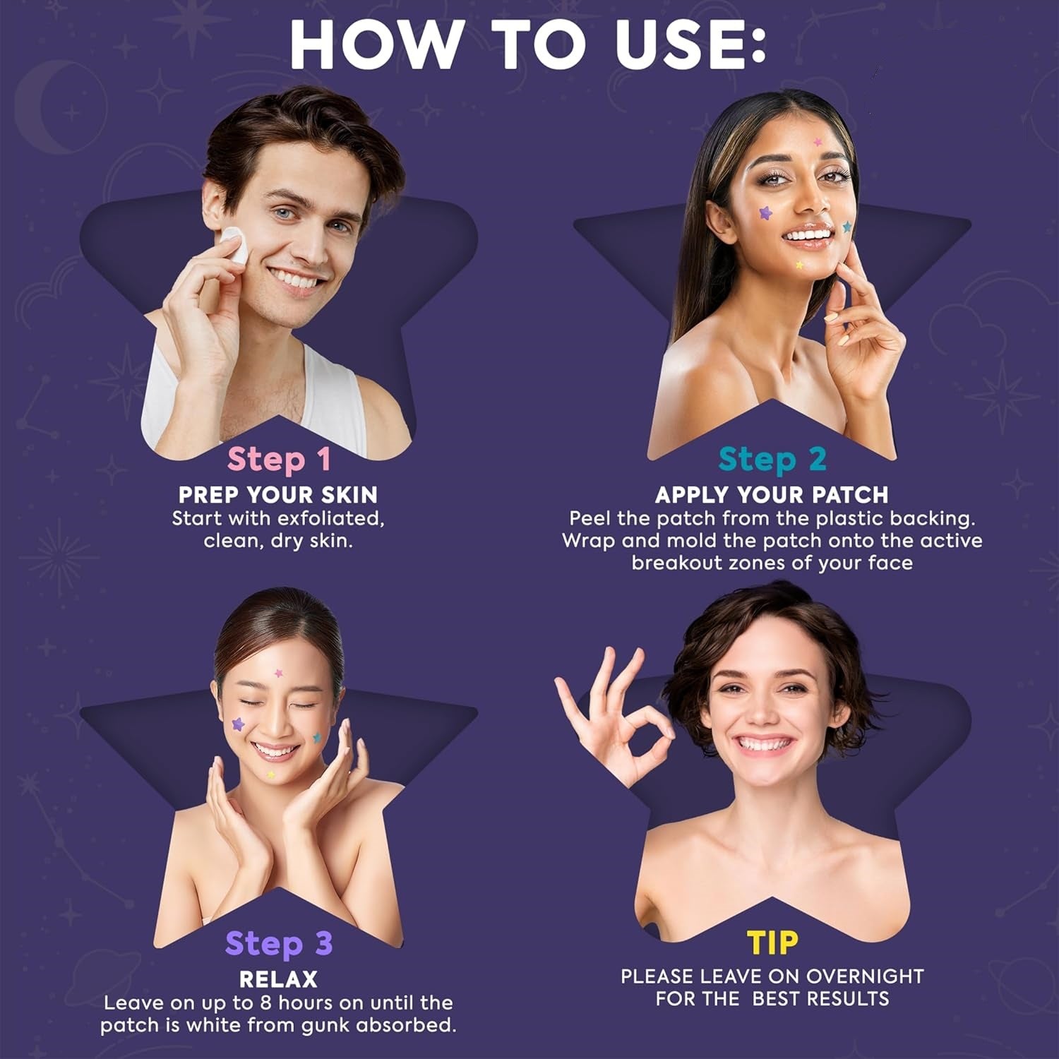 Star-Shaped Hydrocolloid Acne Patches for Fast Blemish Healing