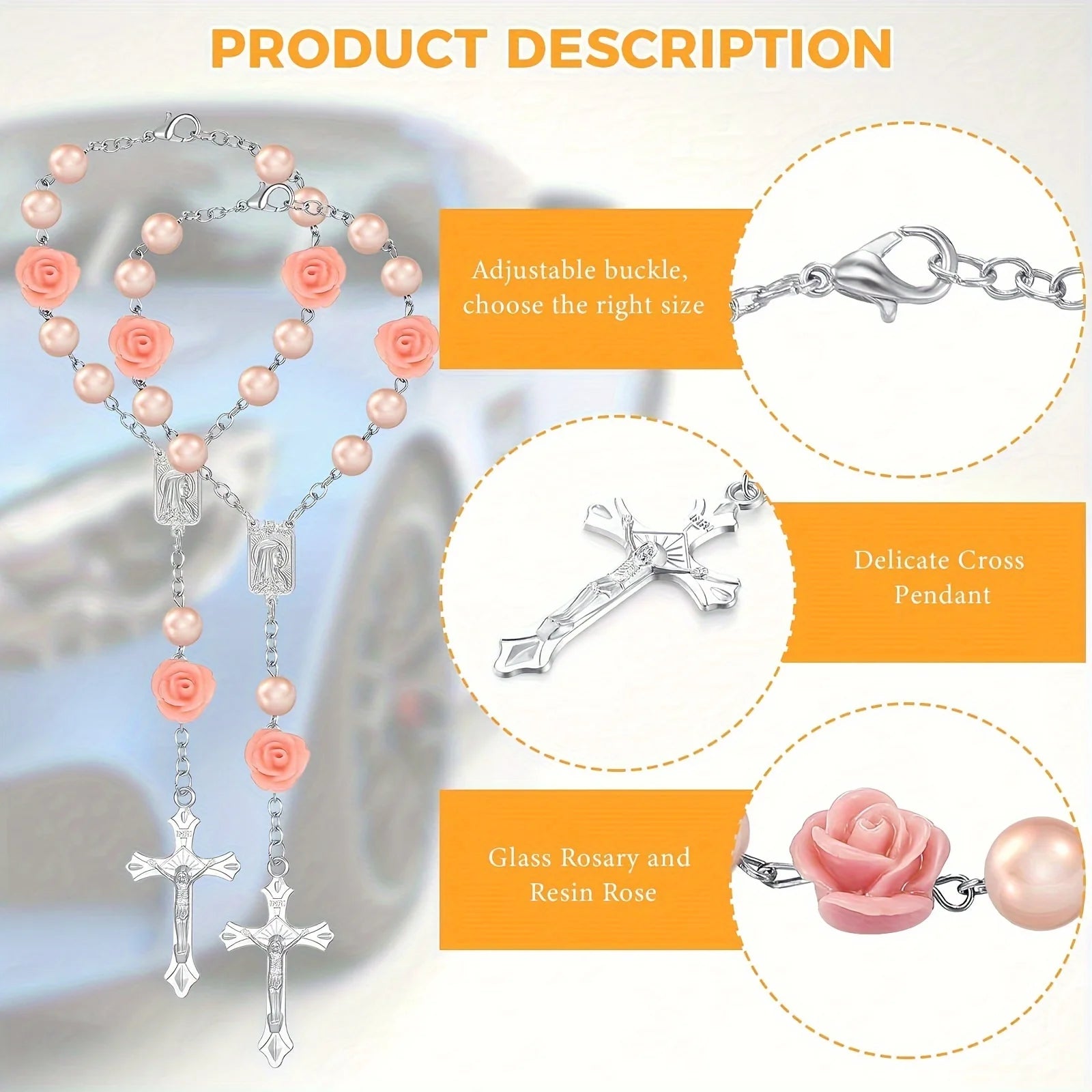 Decorative Car Rearview Mirror Rosary Beads
