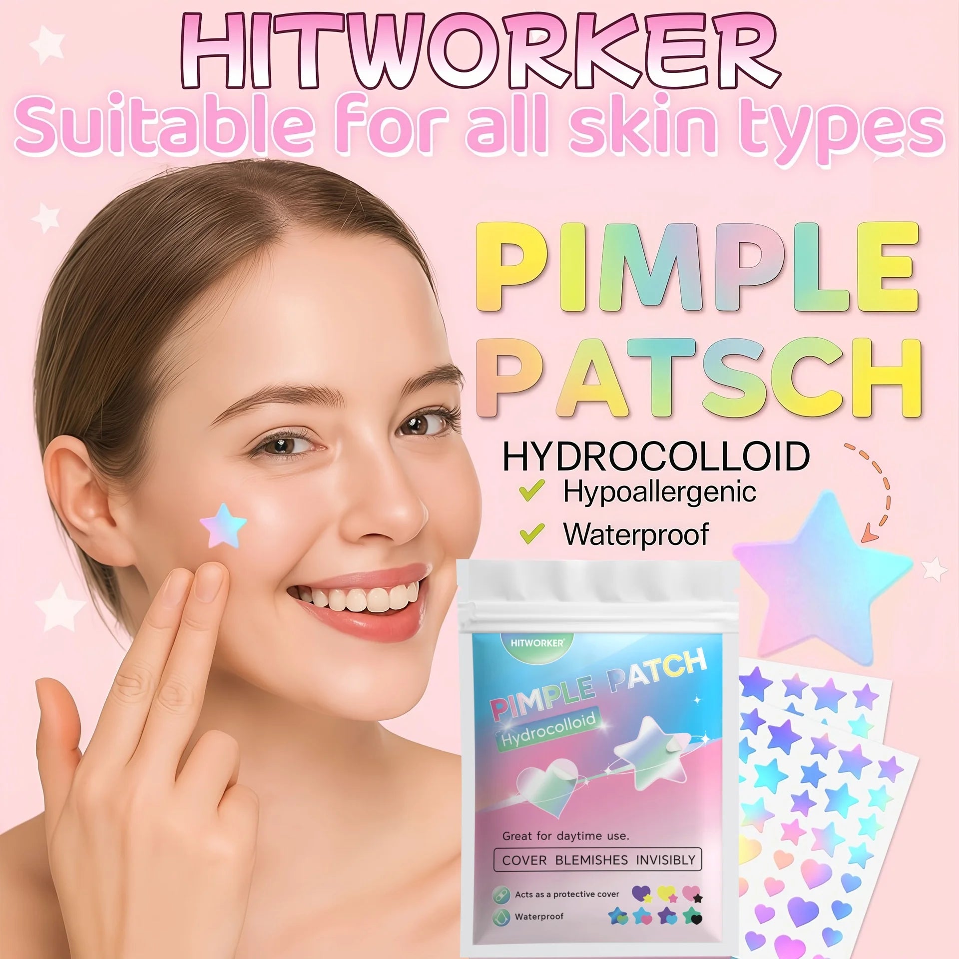 Colorful Hydrocolloid Pimple Patches for Blemish Treatment