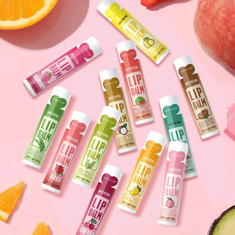 12-Piece Fruity Moisturizing Lip Balm Set