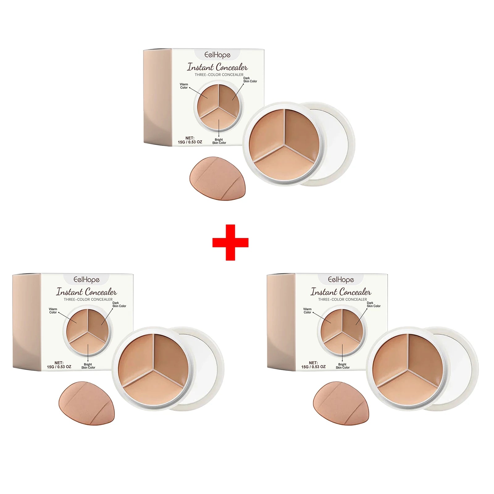 3-Color Cream Concealer Palette for Flawless Coverage - 15