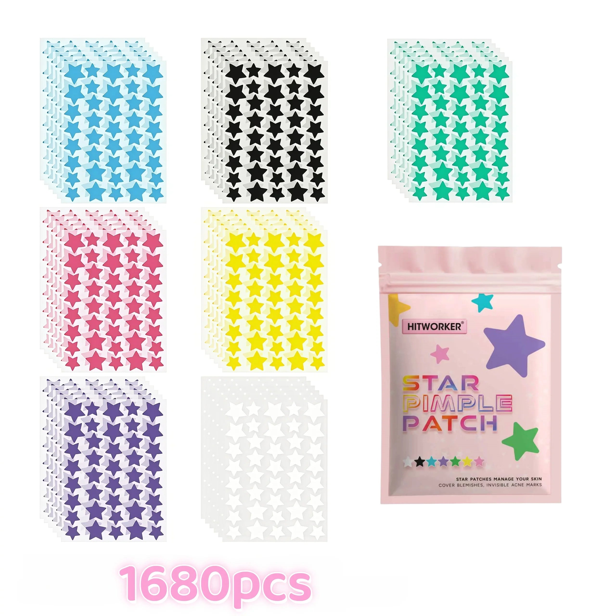 Colorful Star Hydrocolloid Acne Pimple Patches - 5