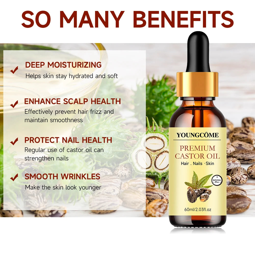Pure Organic Castor Oil for Hair and Skin Care