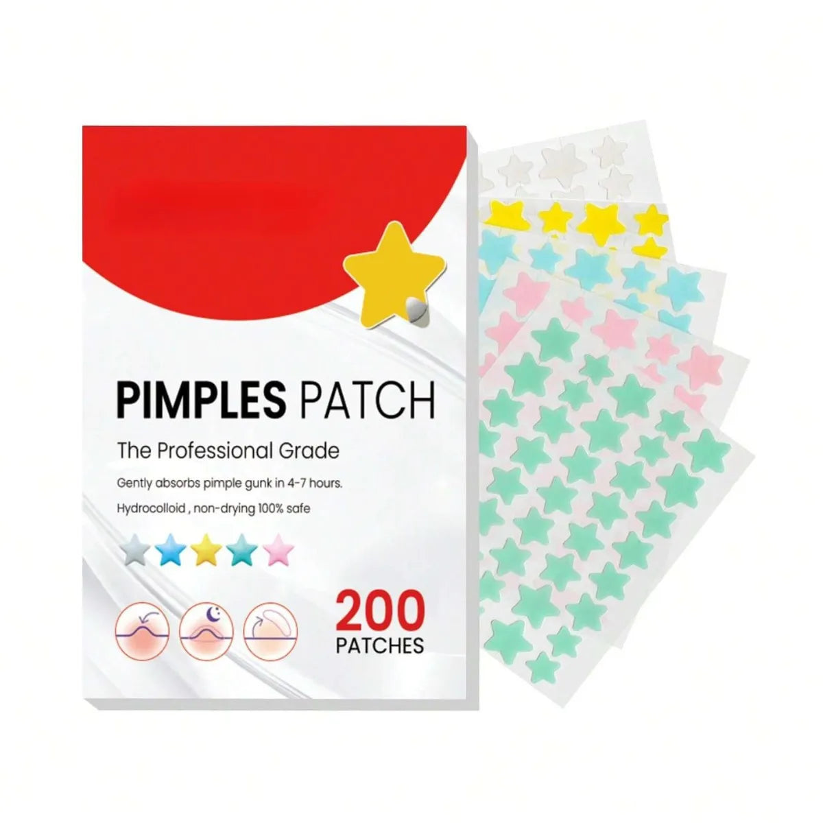 Star Shaped Hydrocolloid Acne Patches for Blemishes - 12