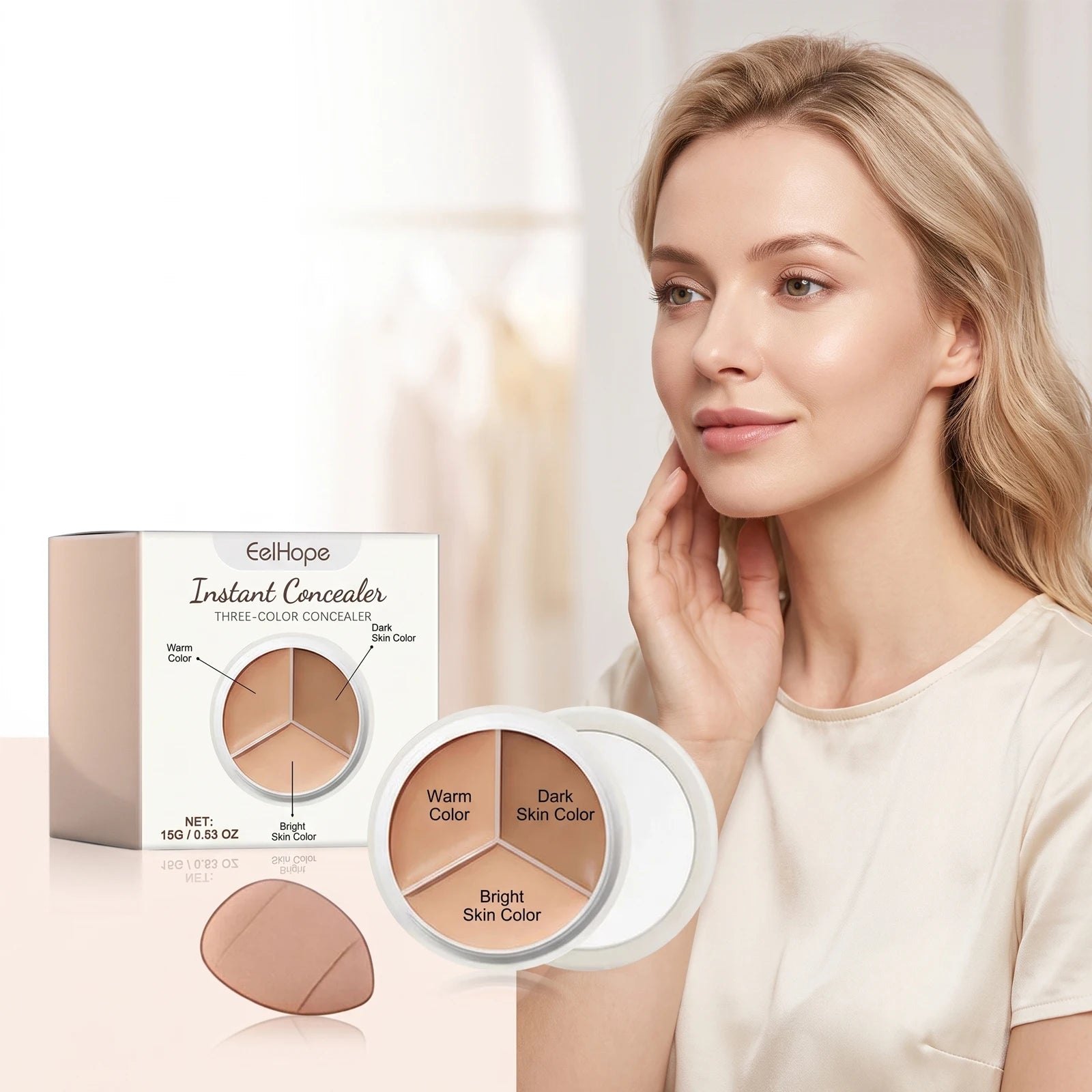 3-Color Cream Concealer Palette for Flawless Coverage - 2