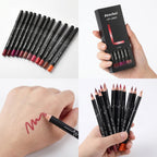 12-Piece Waterproof Long-Lasting Lip Liner Pencil Set
