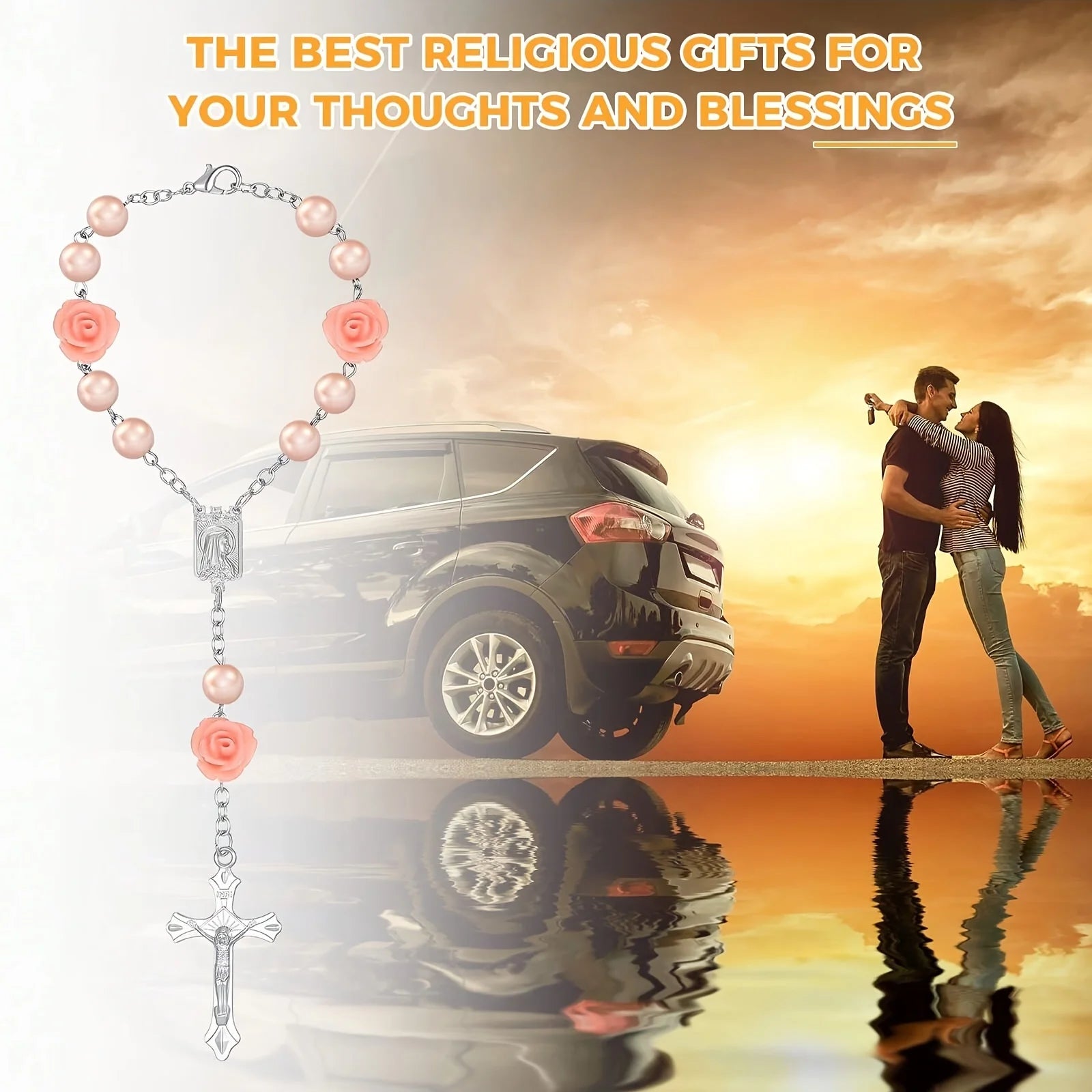 Decorative Car Rearview Mirror Rosary Beads