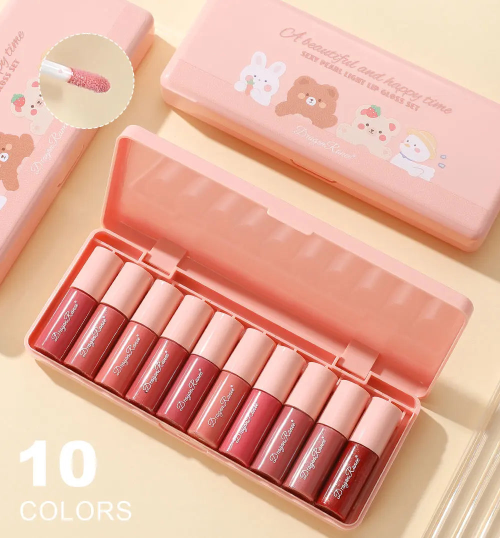 10-Piece Waterproof Moisturizing Lip Gloss Set - 9