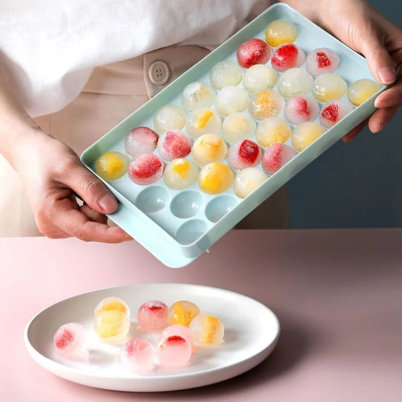 33-Ball Round Ice Cube Tray for Whiskey and Cocktails