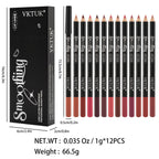 12-Piece Waterproof Matte Lip Liner Pencil Set