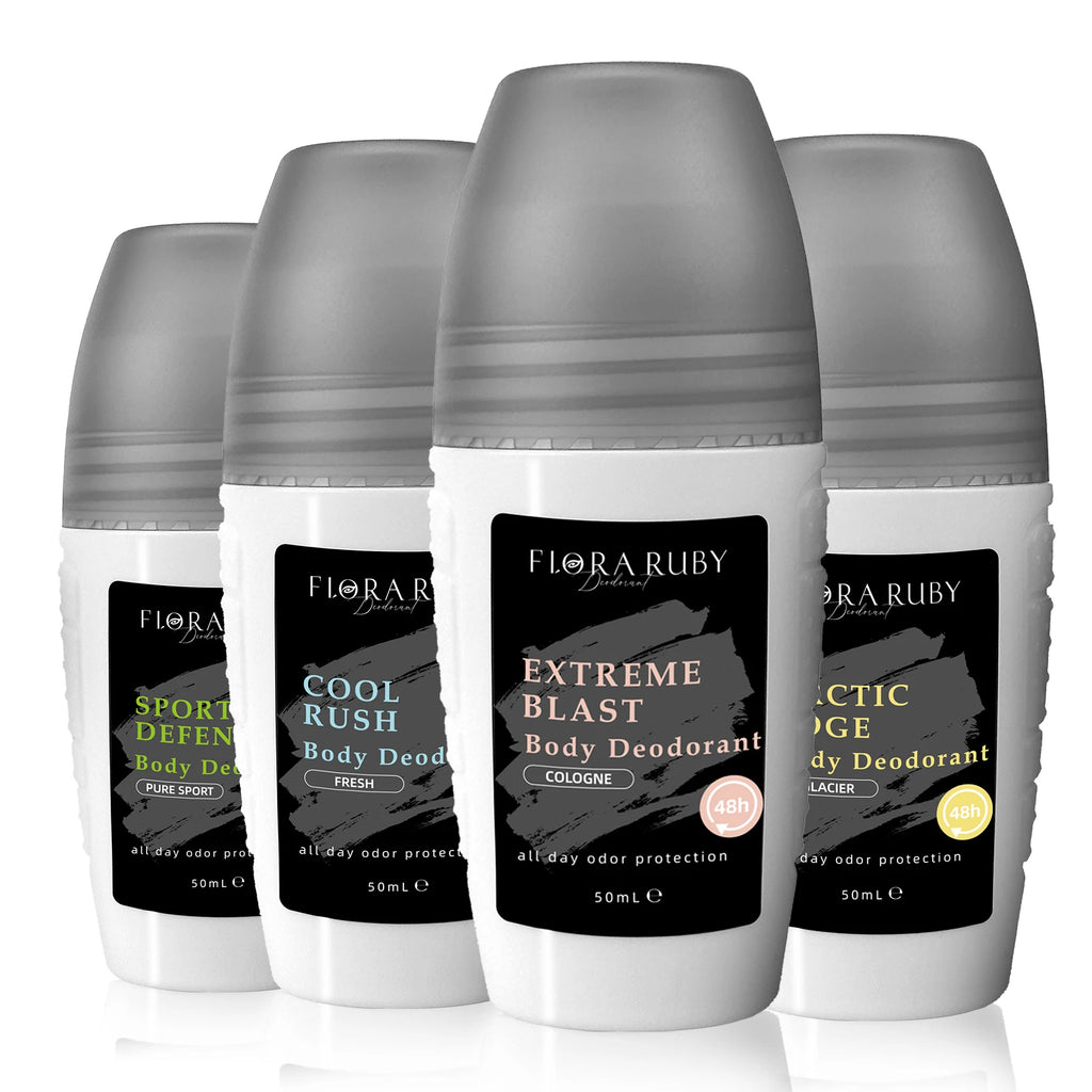 4-Piece Aluminum-Free Roll-On Deodorant Set for Men