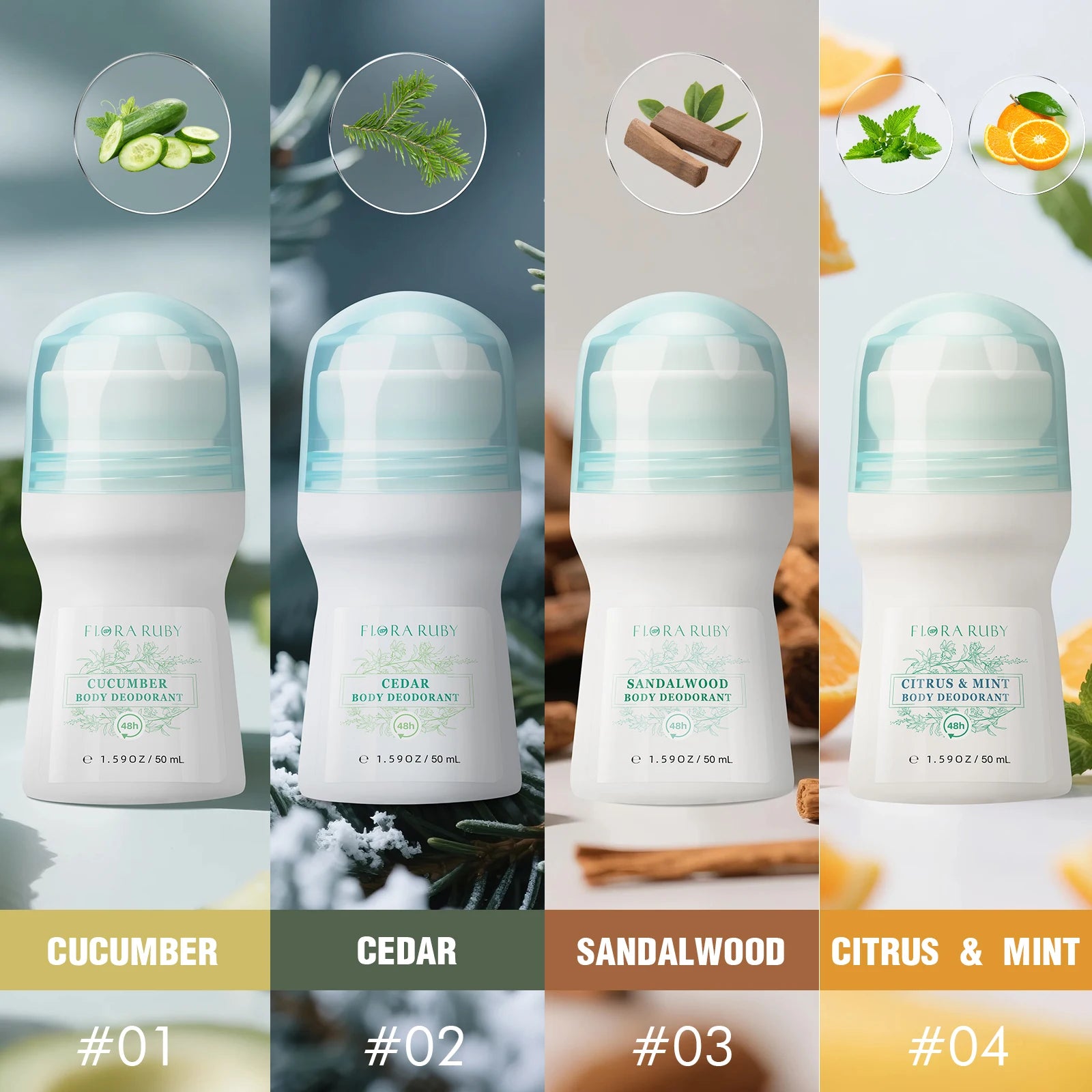 Natural Aluminum-Free Deodorant Roll-On - 3