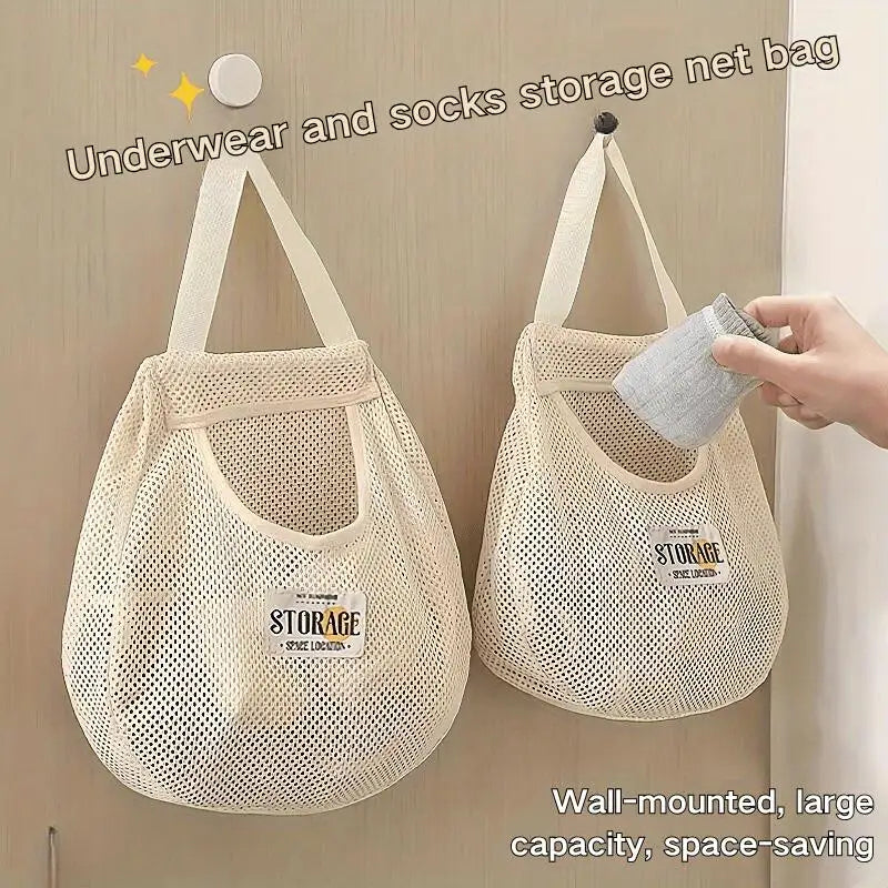 Wall-Hanging Mesh Organizer for Socks and Underwear