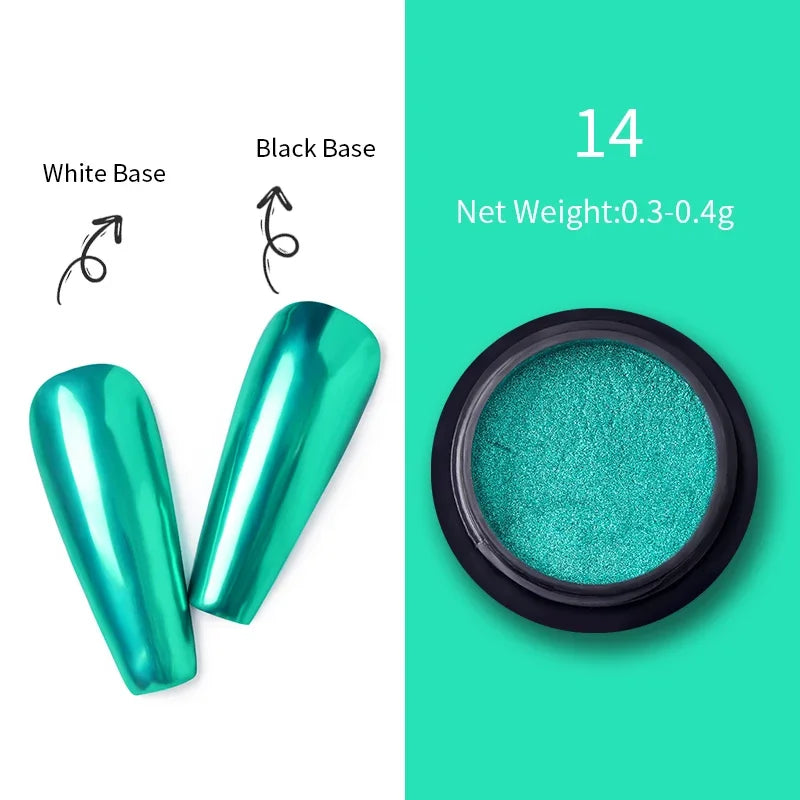 Metallic Mirror Effect Nail Glitter Chrome Powder - 9