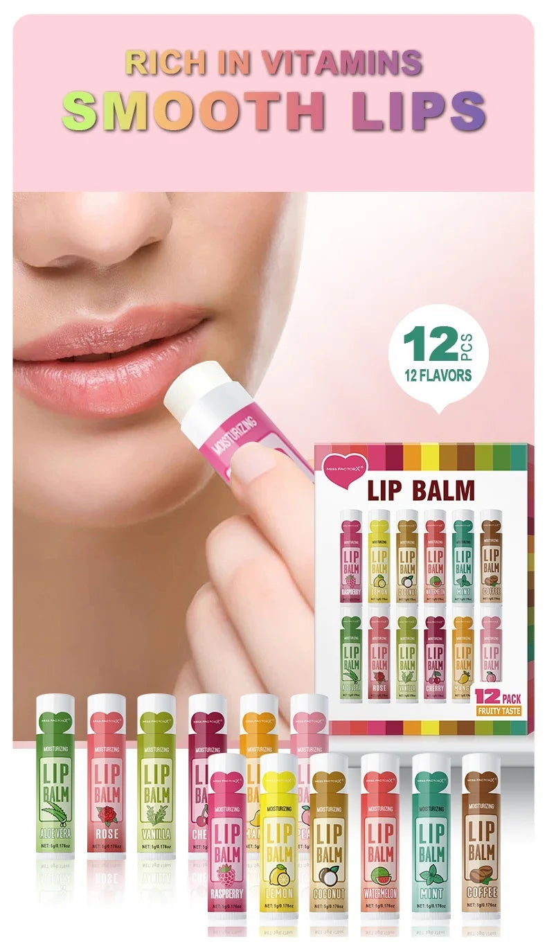 12-Piece Fruity Moisturizing Lip Balm Set - 8