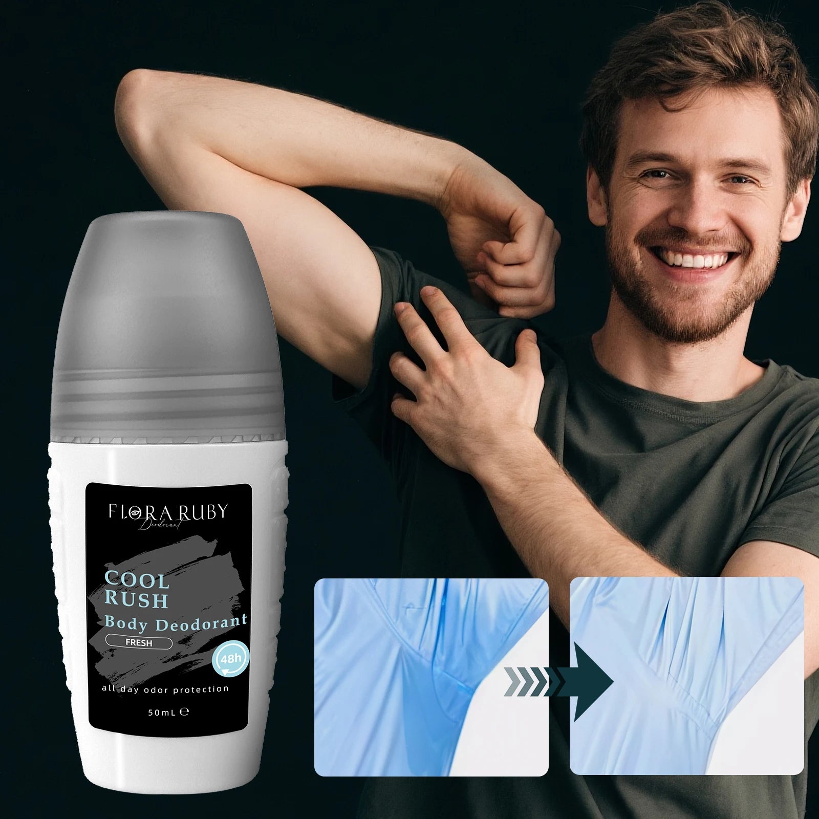 4-Piece Aluminum-Free Roll-On Deodorant Set for Men