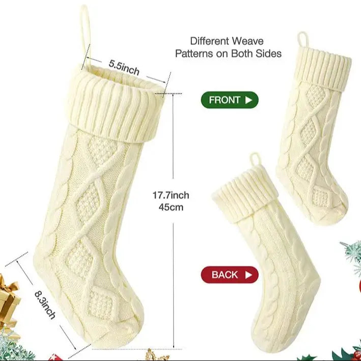 Cable Knit Christmas Stockings for Holiday Decor - 5