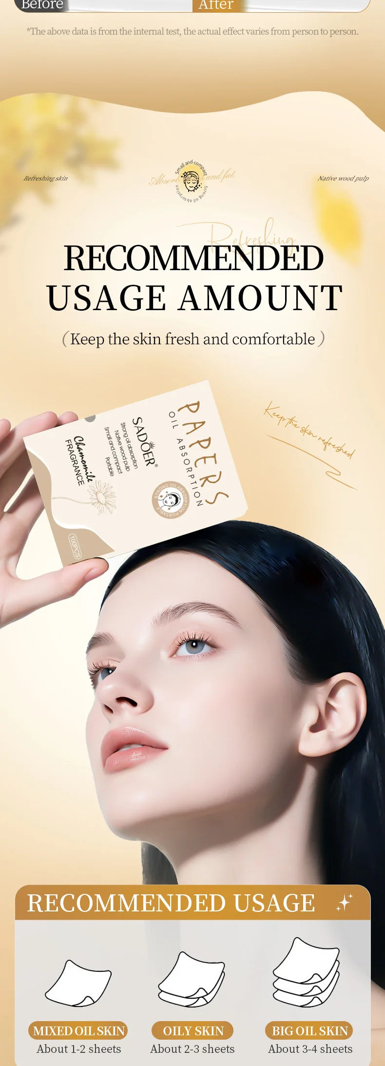 Oil-Absorbing Face Blotting Sheets for Oily Skin - 12