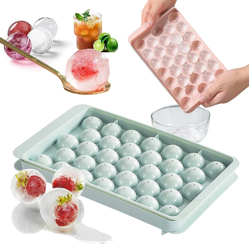 33-Ball Round Ice Cube Tray for Whiskey and Cocktails - 1