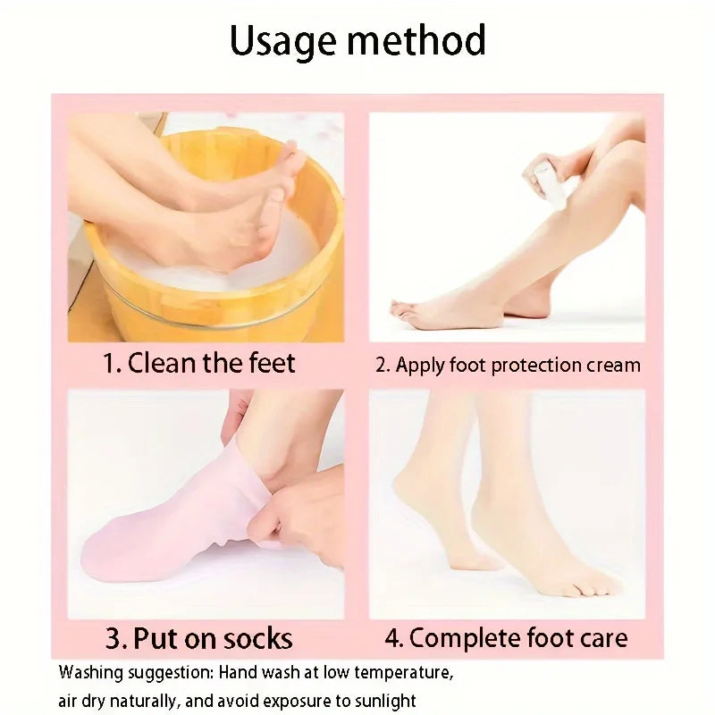 Moisturizing Silicone Gel Socks for Dry Cracked Feet - 4