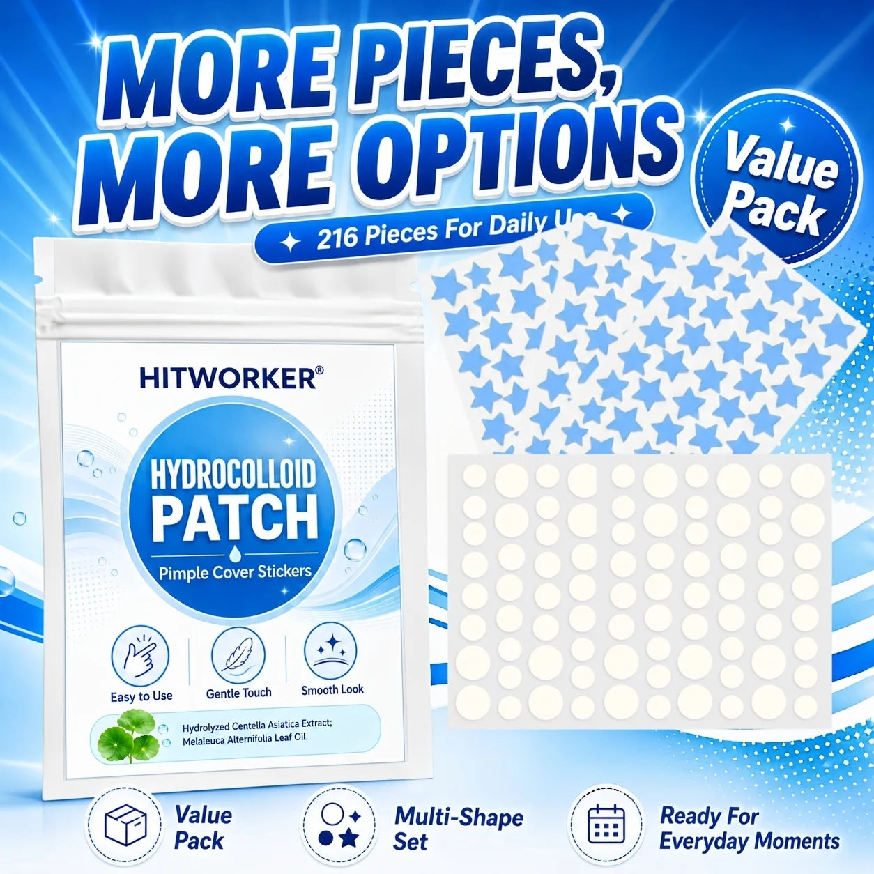 Invisible Hydrocolloid Acne Pimple Patches - 12