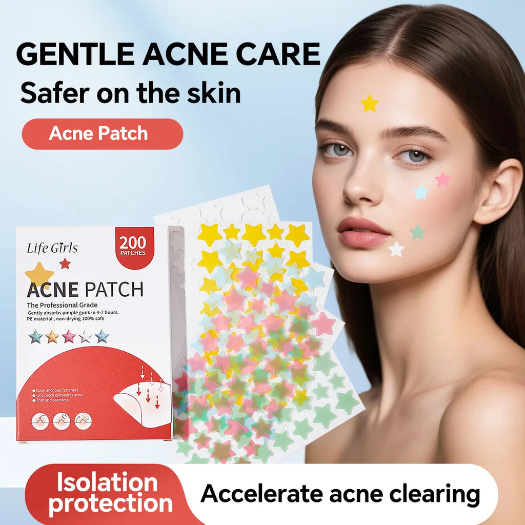 Star-Shaped Hydrocolloid Acne Patches for Clear Skin