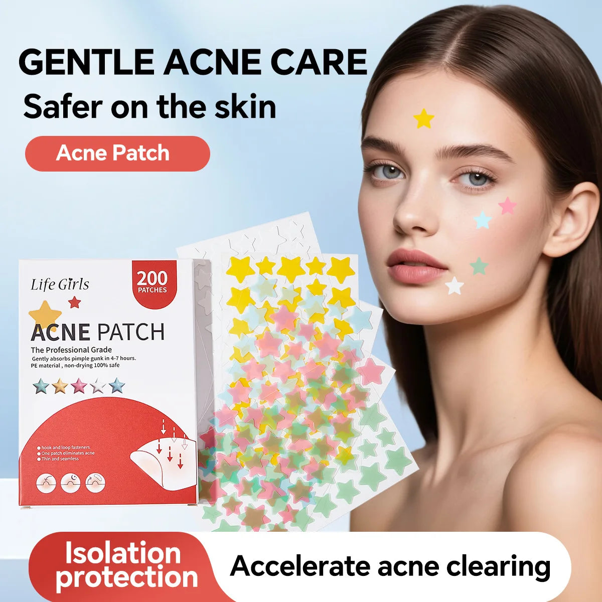 Star-Shaped Hydrocolloid Acne Patches for Clear Skin