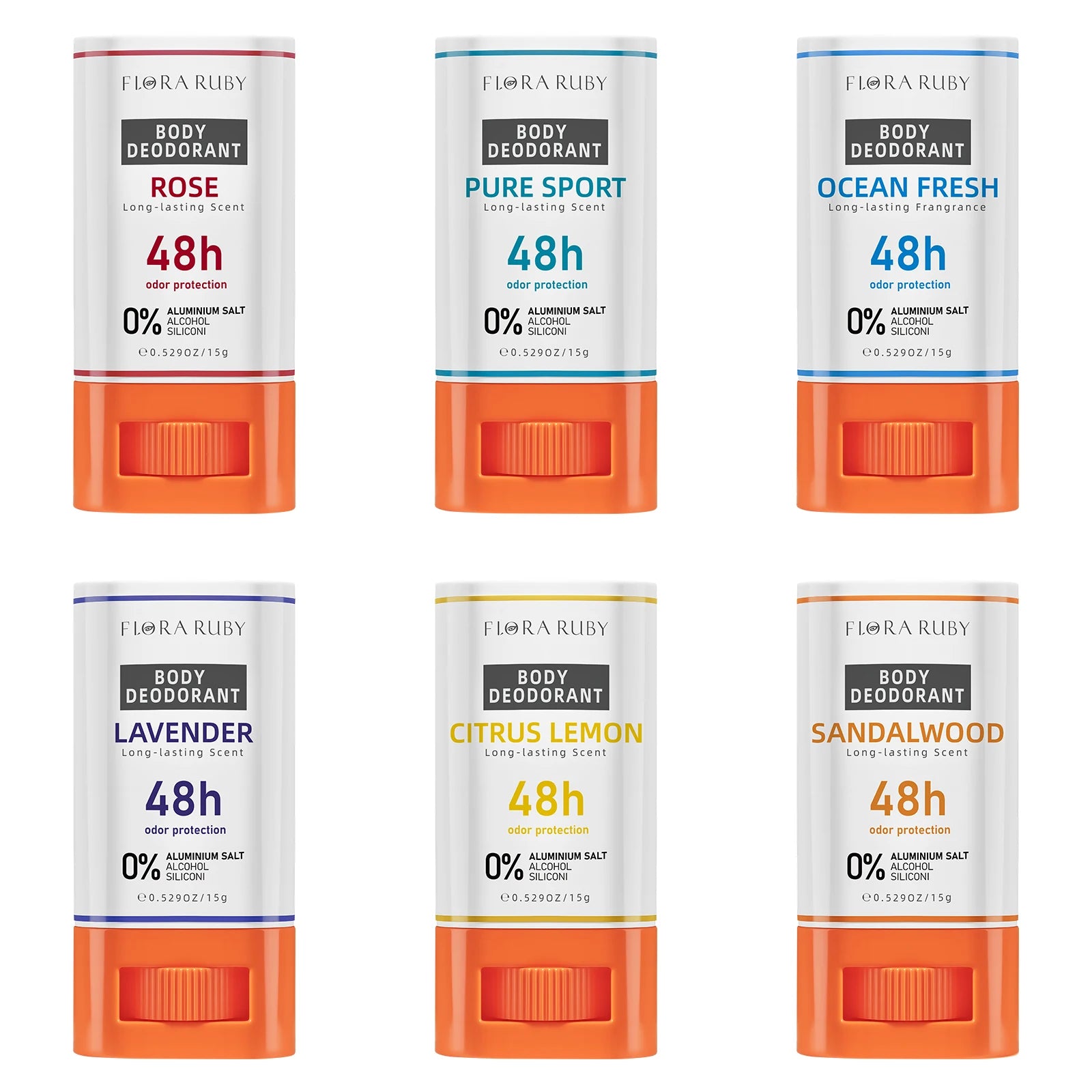 6-Piece Long-Lasting Natural Scent Deodorant Set - 16