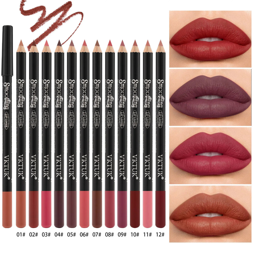 12-Piece Waterproof Matte Lip Liner Pencil Set