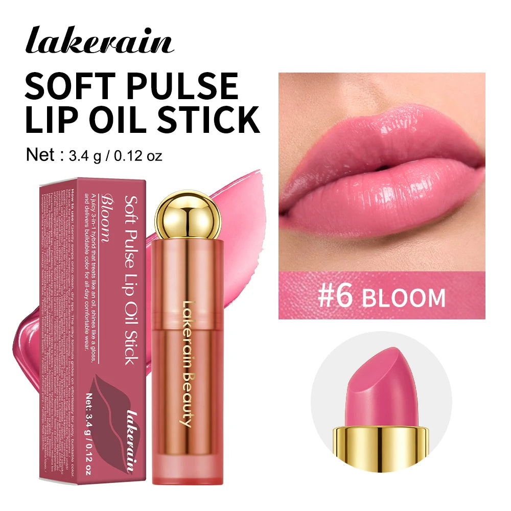 3-in-1 Tinted Moisturizing Lip Oil Stick for Glossy Plump Lips