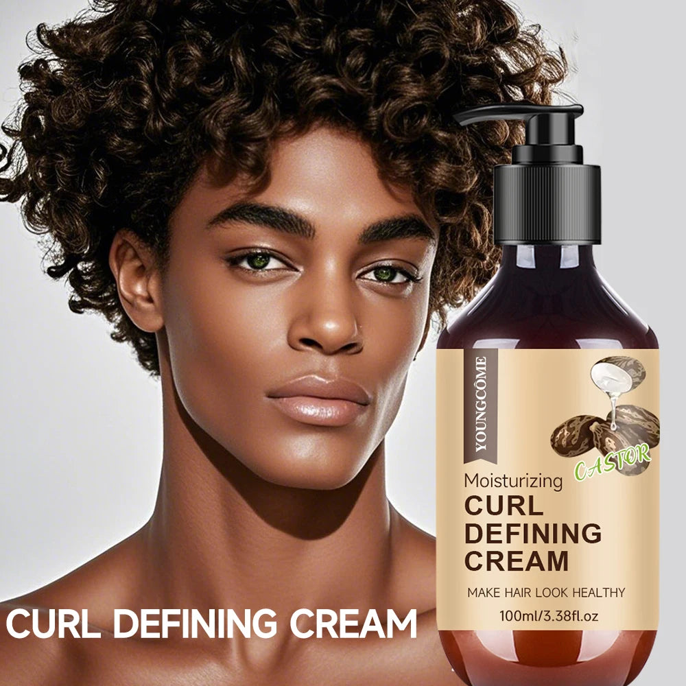 Men's Curl Defining Cream with Castor Oil for Frizz Control