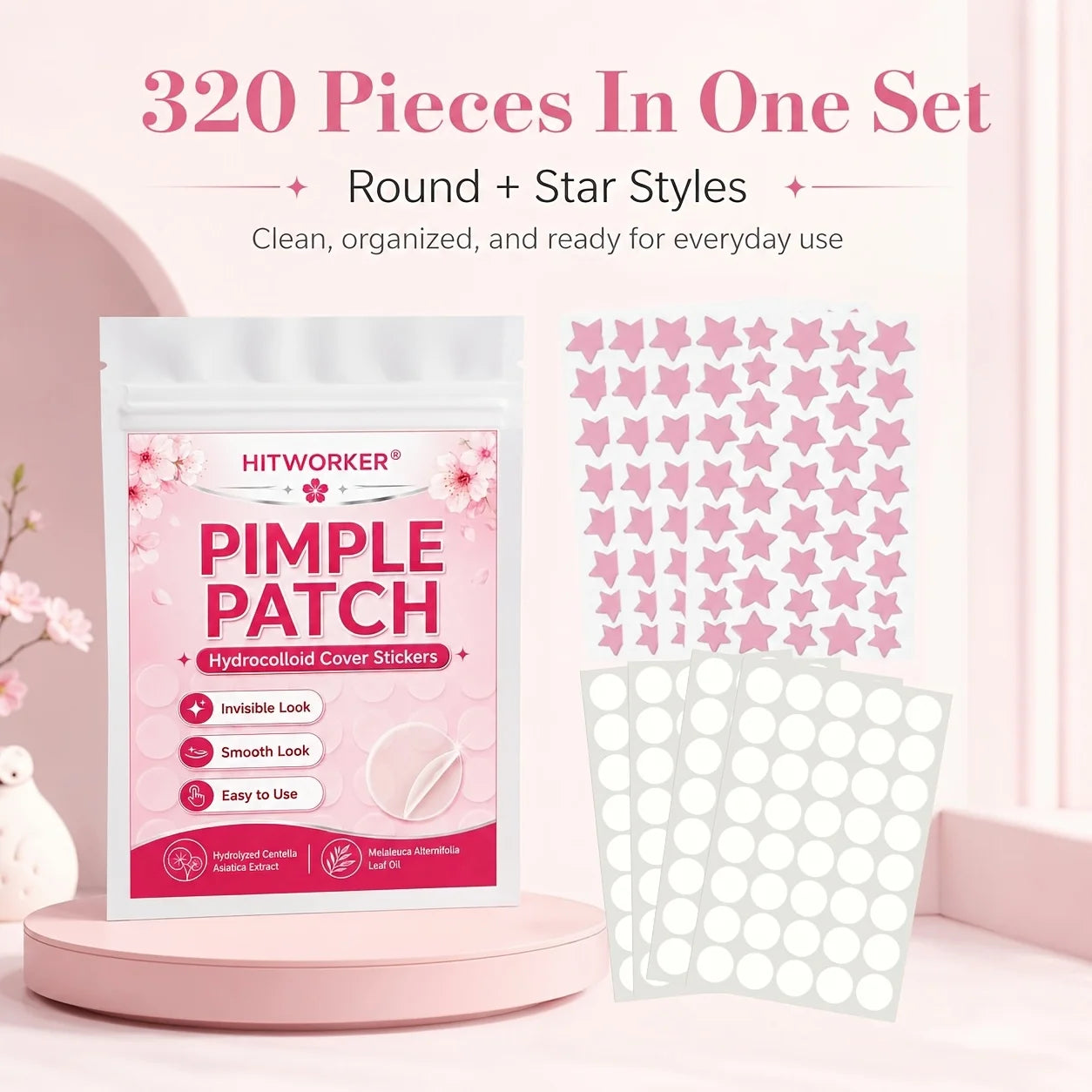 Invisible Hydrocolloid Acne Pimple Patches 320-Piece Set - 8