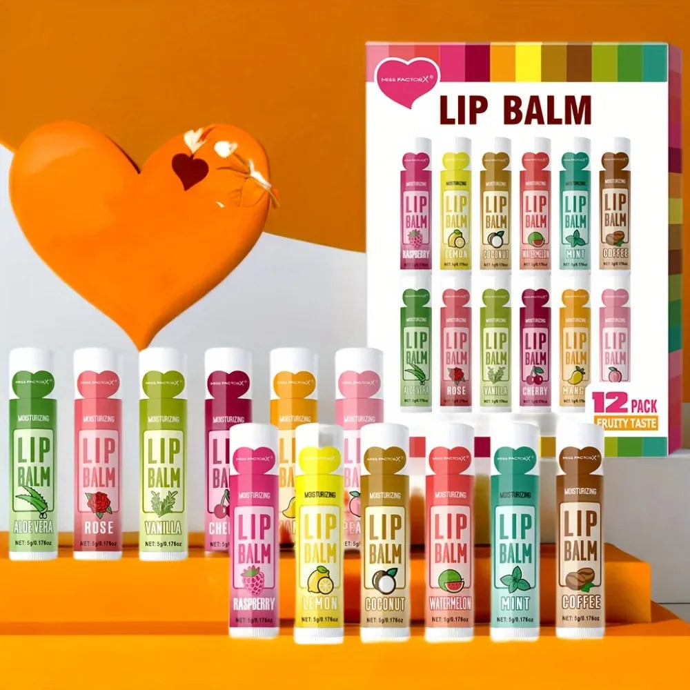 12-Piece Fruity Moisturizing Lip Balm Set - 3