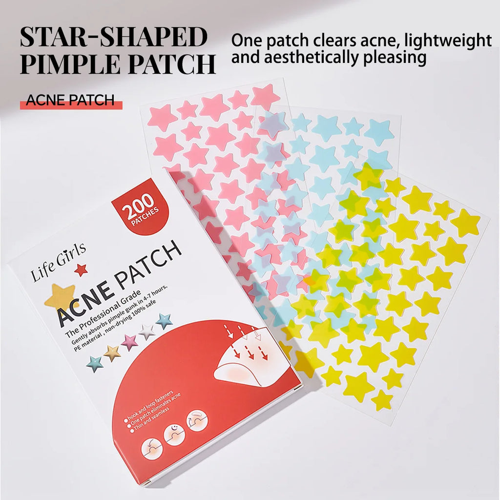 Star-Shaped Hydrocolloid Acne Patches for Clear Skin