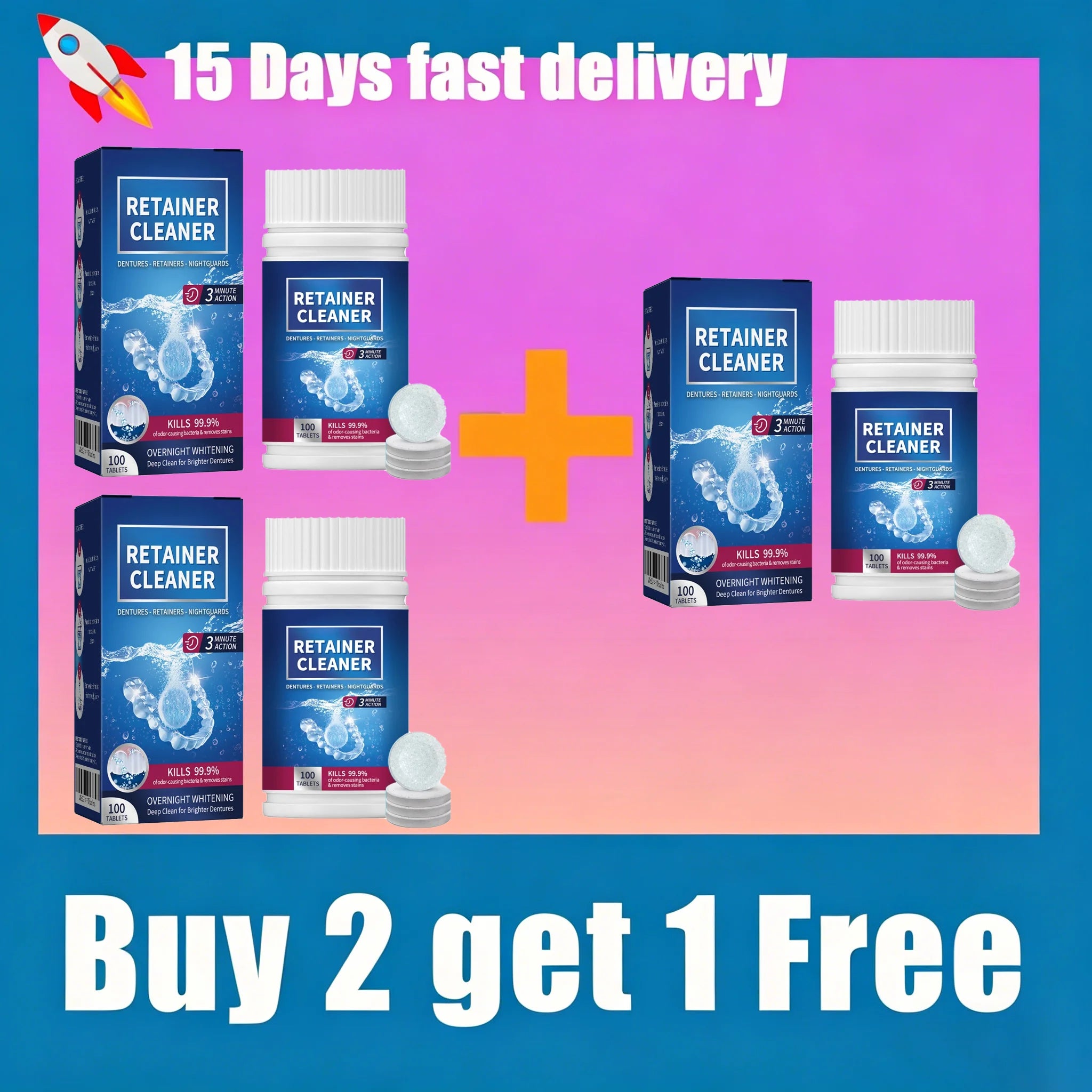 Denture and Retainer Cleaning Tablets (100 Count) - 8