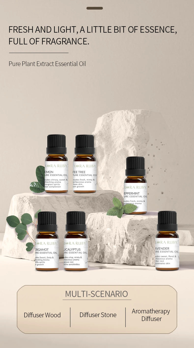 Pure Organic Plant Essential Oil Set for Aromatherapy and Diffusers