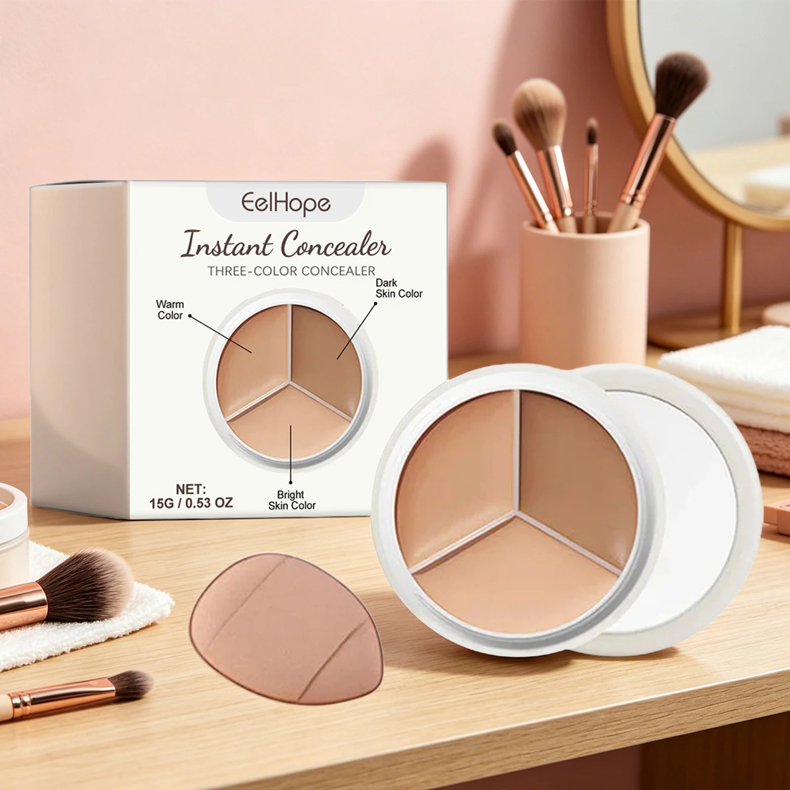 3-Color Cream Concealer Palette for Flawless Coverage - 3