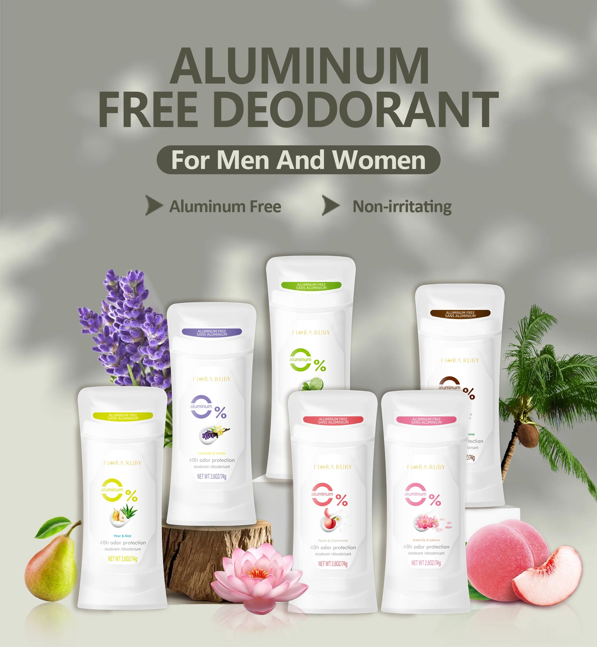 3-Pack Aluminum-Free Natural Deodorant Sticks