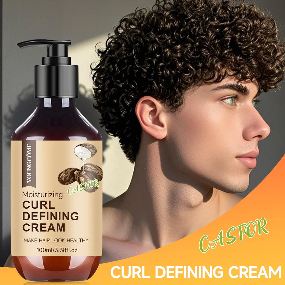 Men's Curl Defining Cream with Castor Oil for Frizz Control - 1