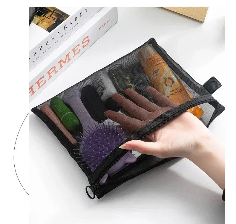 3-Piece Mesh Travel Toiletry and Makeup Organizer Set