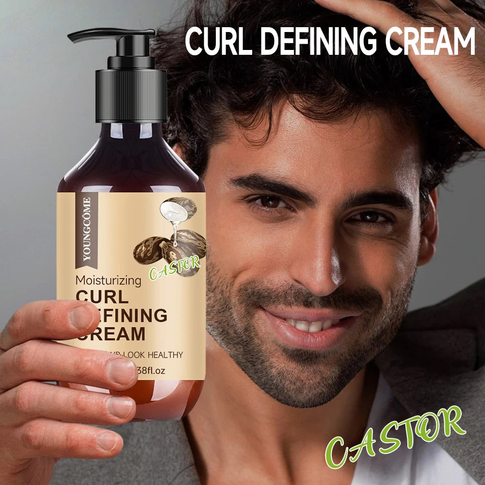 Men's Curl Defining Cream with Castor Oil for Frizz Control