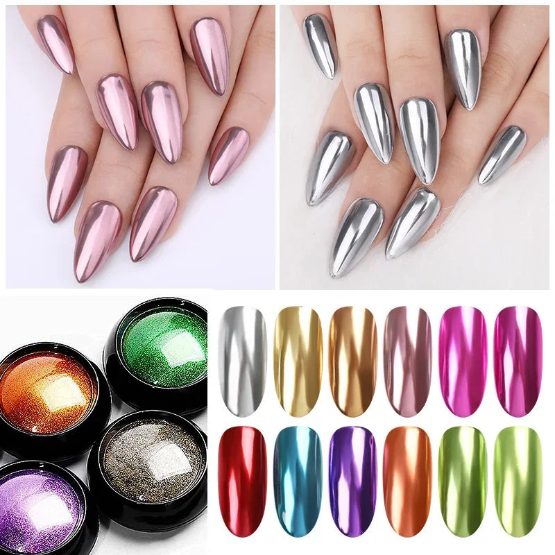 Metallic Mirror Effect Nail Glitter Chrome Powder - 1