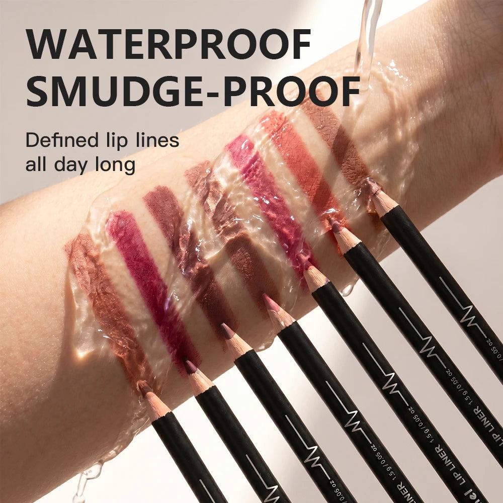 12-Piece Waterproof Long-Lasting Lip Liner Pencil Set